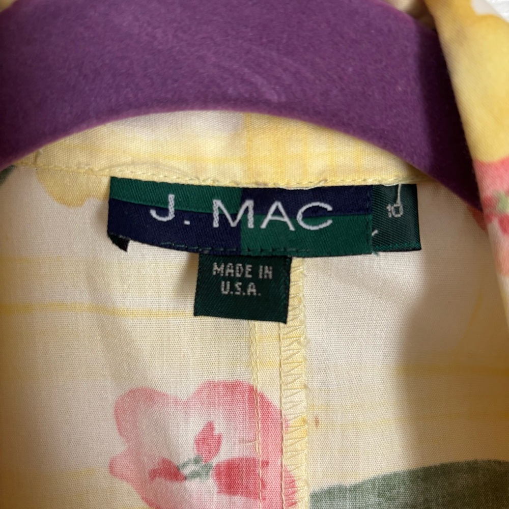 VTG J. Mac Butter Yellow Sleeveless Button up Floral Maxi Shirt Dress Size 10 - Picture 3 of 10